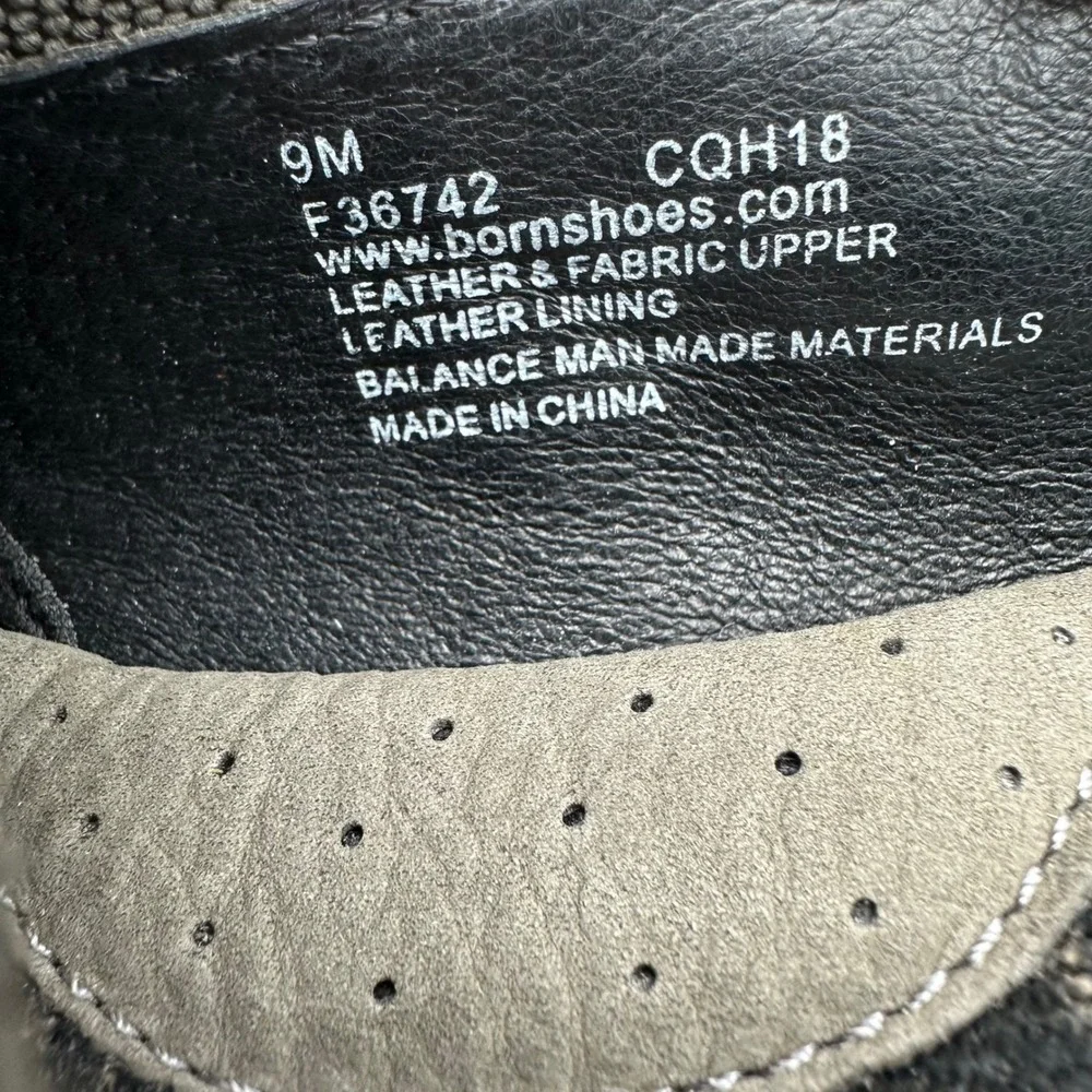 Born‎ Slip On Loafers Womens 9M Taupe Leather Fabric CQH18 F36742 Comfort Flats